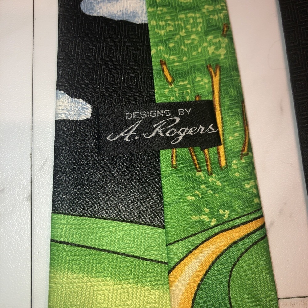 2X A ROGERS Mens The 4th Hole Golf Clubs Balls Polyester Sports Necktie Novelty - Picture 8 of 16
